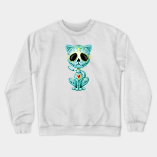 Blue Zombie Sugar Kitten Cat Crewneck Sweatshirt